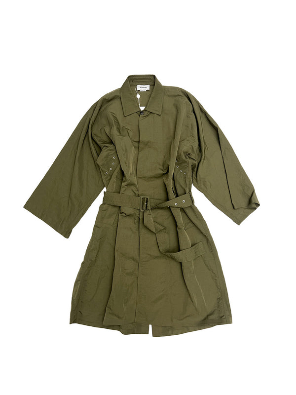 Green Crinkled Trench Coat