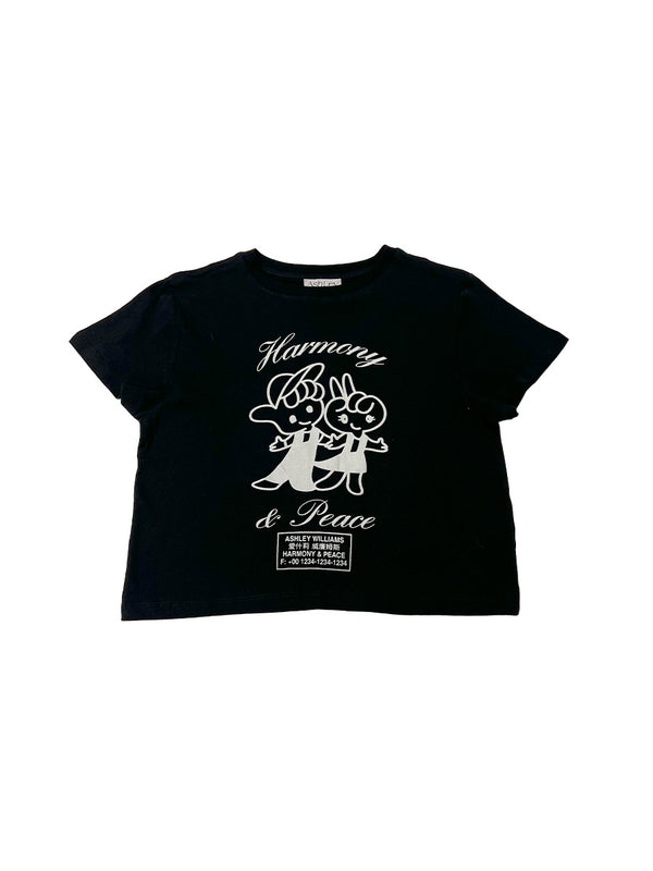 Harmony & Peace Black Cropped T-Shirt