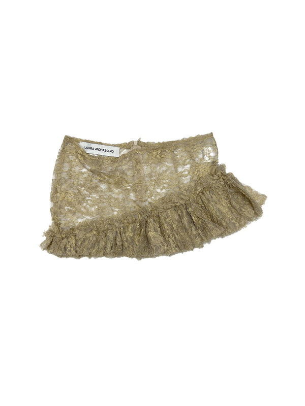 Lace Lame Frilly Mini Skirt