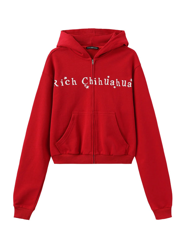 Red star Logo Cropped Hoodie