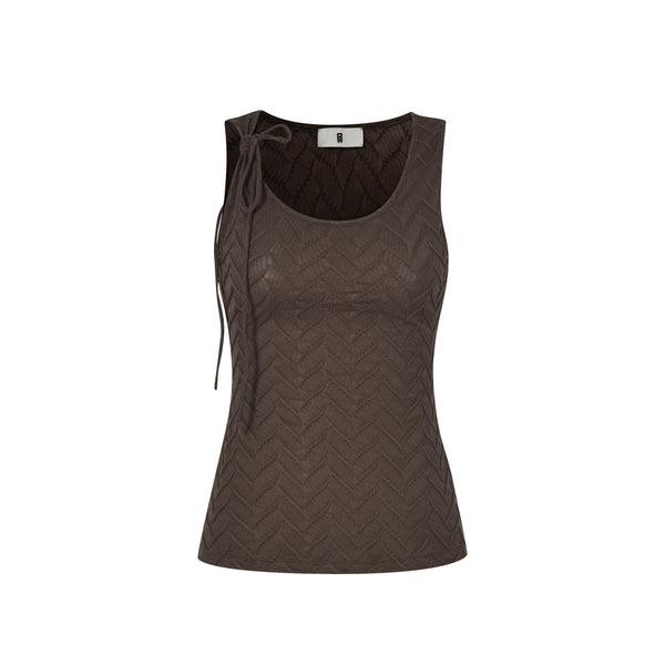 Embossed Lace-Up Tank Top-2