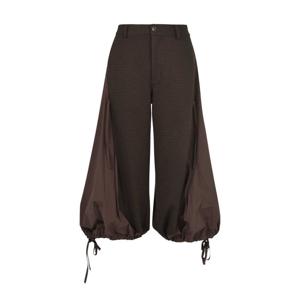 Paneled Lace-Up Culotte  Pants-f/m