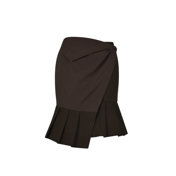 Brown Bi-layer Pleated Skirt