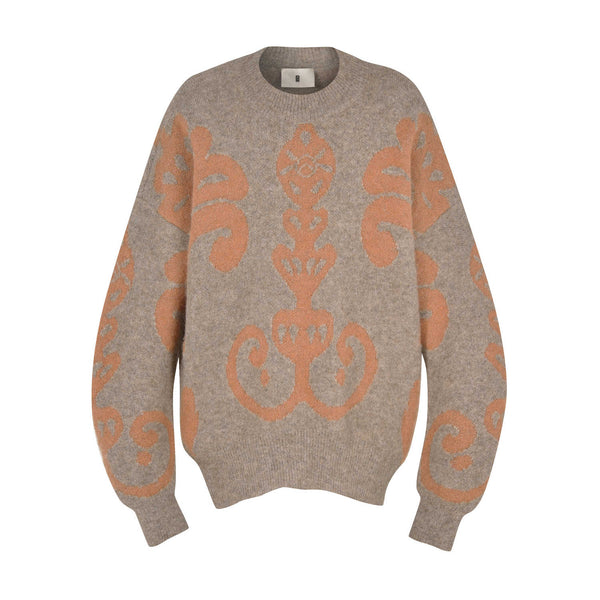 Greige Pagoda Flower Sweater