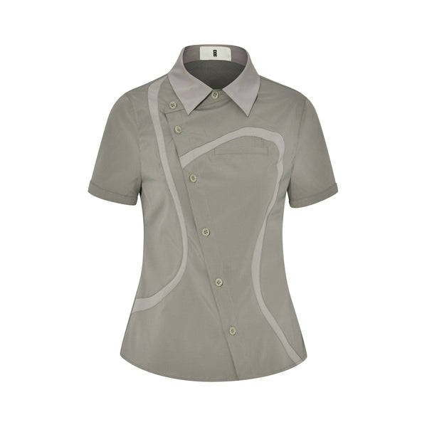 Bi-Strip Asymmetric Nylon Shirt