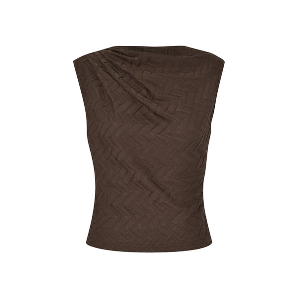 Brown Draped Embossed Top