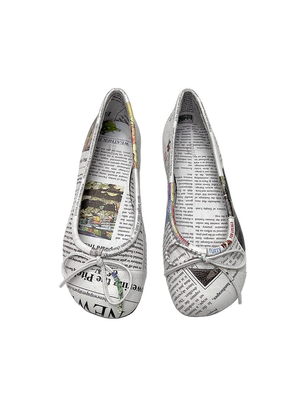 Newspaper Ballerina Flats
