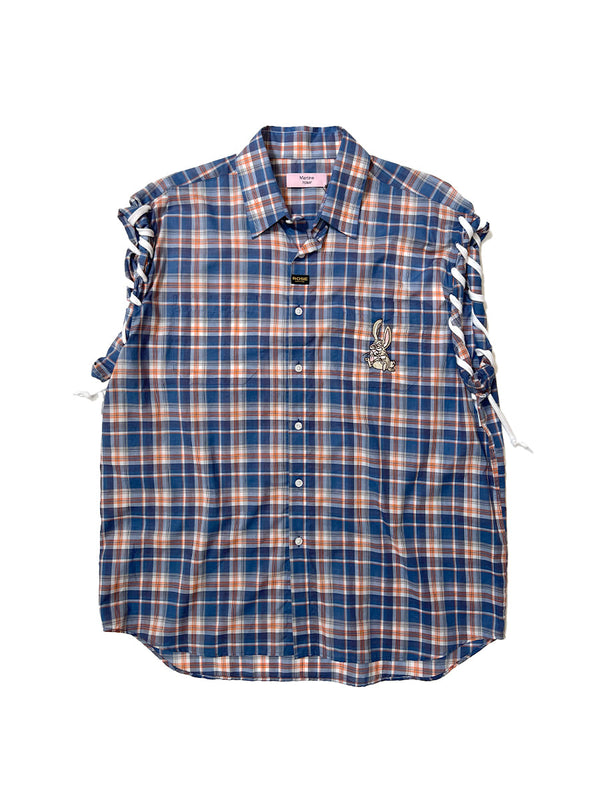 Laced Sleeve Overshirt In Blue