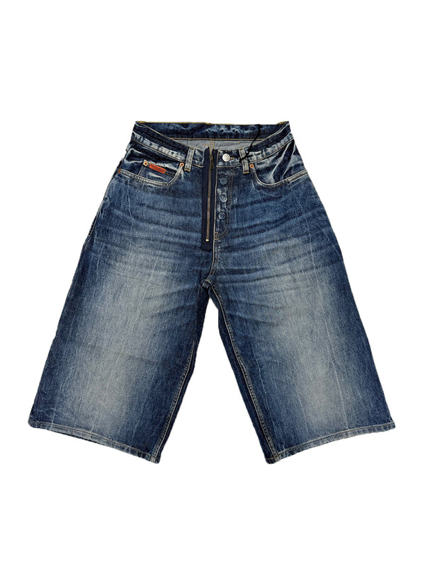 Zip Jean Short In Blue