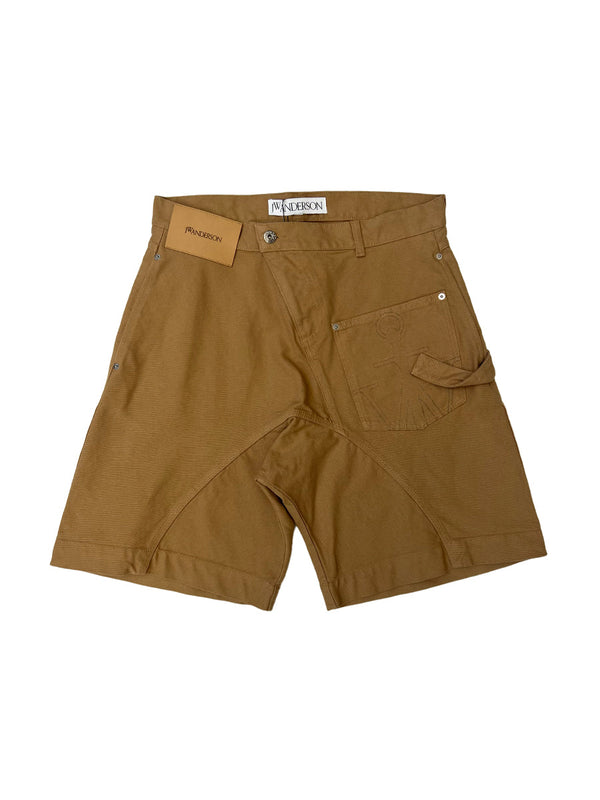 Beige Twisted Workwear Shorts