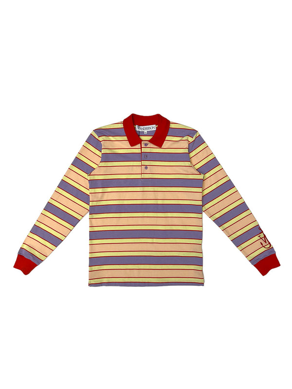 Multicolor Contrast Trim Striped Polo