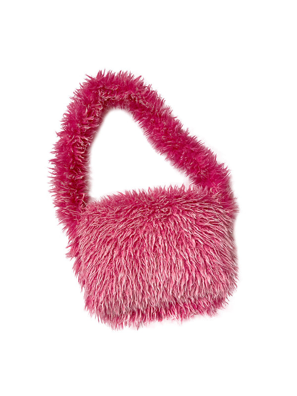 Pink Faux-Fur Messenger Bag
