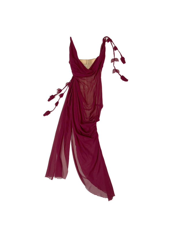 Draped Sheer Silk Dress