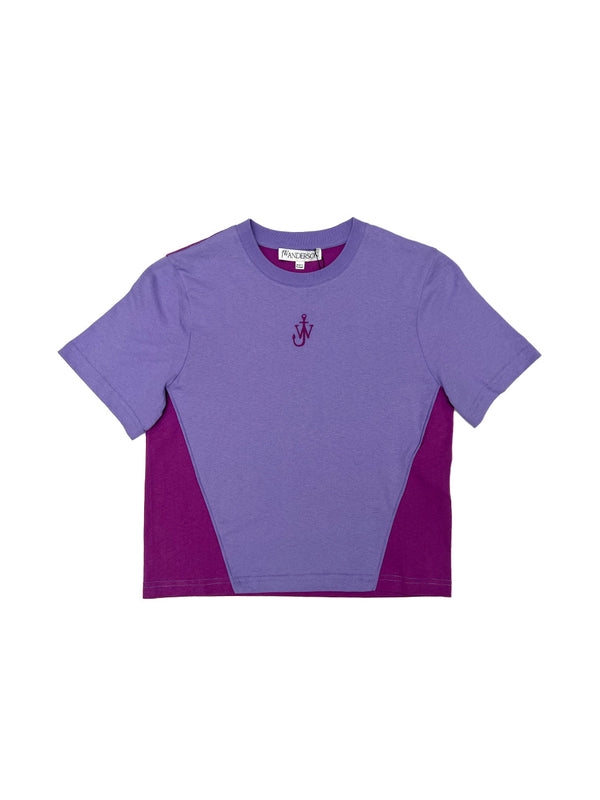 Panelled Cropped T-Shirt With Anchor Embroidery