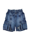 Blue Zip Vent Denim Cargo Shorts