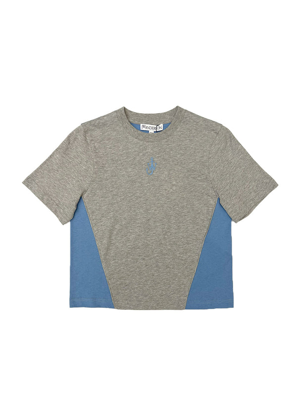 Panelled Cropped T-Shirt With Anchor Embroidery